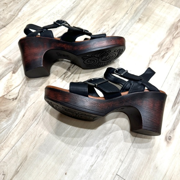 b.o.c. Alisha Sandals black vegan leather strappy heels chunky block womens BORN - Picture 12 of 12